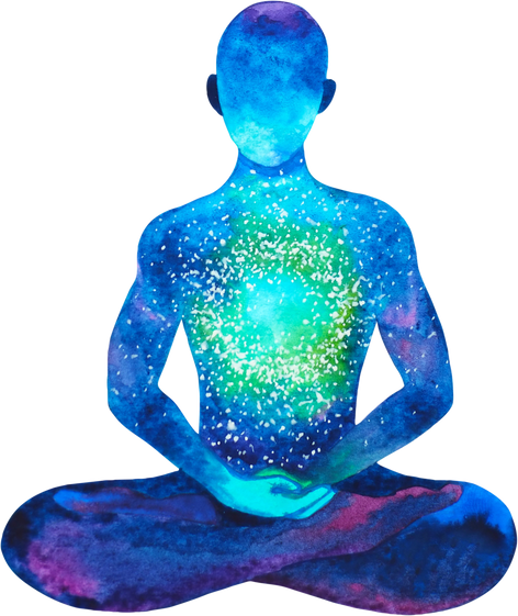 human meditate yoga watercolor painting illustration